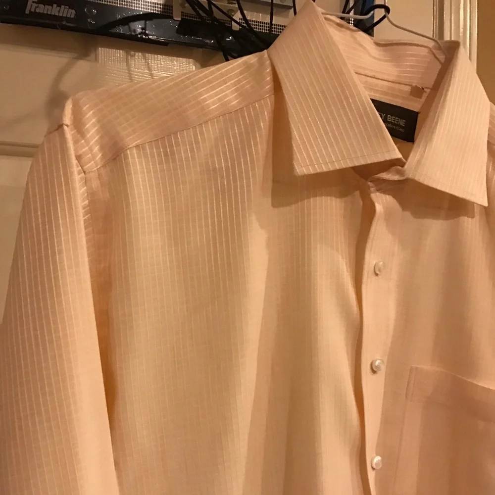 🍏 5 for $30 Men's formal dress shirt peach white - Picture 6 of 8